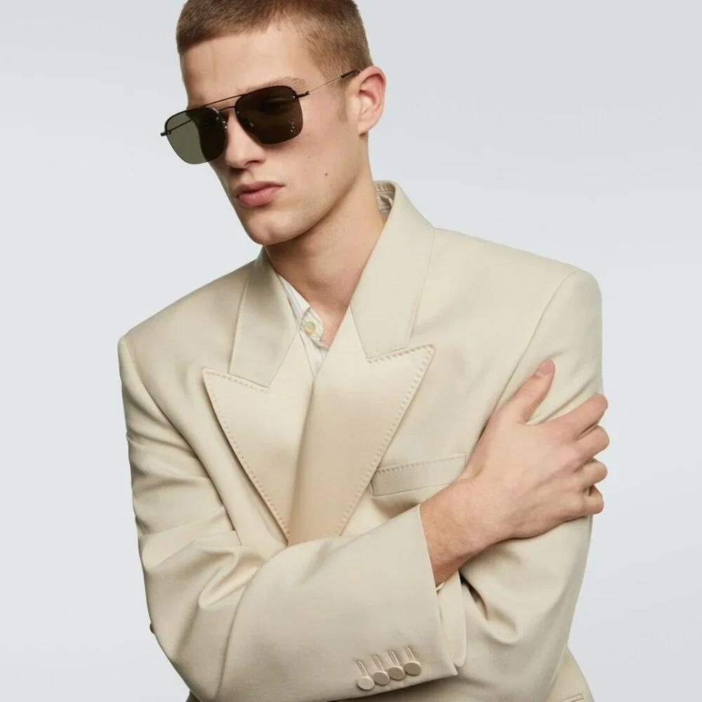 Saint Laurent SL309M 002 Pilot Sunglasses – Silver Frame with Grey Lenses - Picture 10 of 12